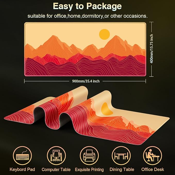 Gaming Mouse Pad, Large Mouse Pad XXL 35.4×15.7in, Extended Computer Keyboard Mouse Mat Desk Pad for Laptop with Stitched Edges, Waterproof Mousepad for Gamer Home&Office Women