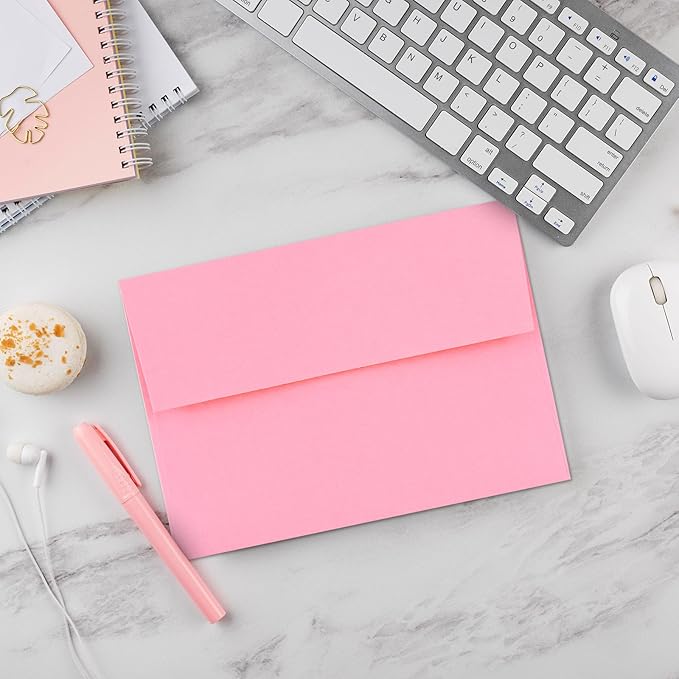 50 Pack A2 Envelopes for Invitations,4.37x5.75 inches,A2 Envelopes Pink Self Seal,Printable Envelope for Wedding,Invitation,Baby Shower,for 4x5 Cards