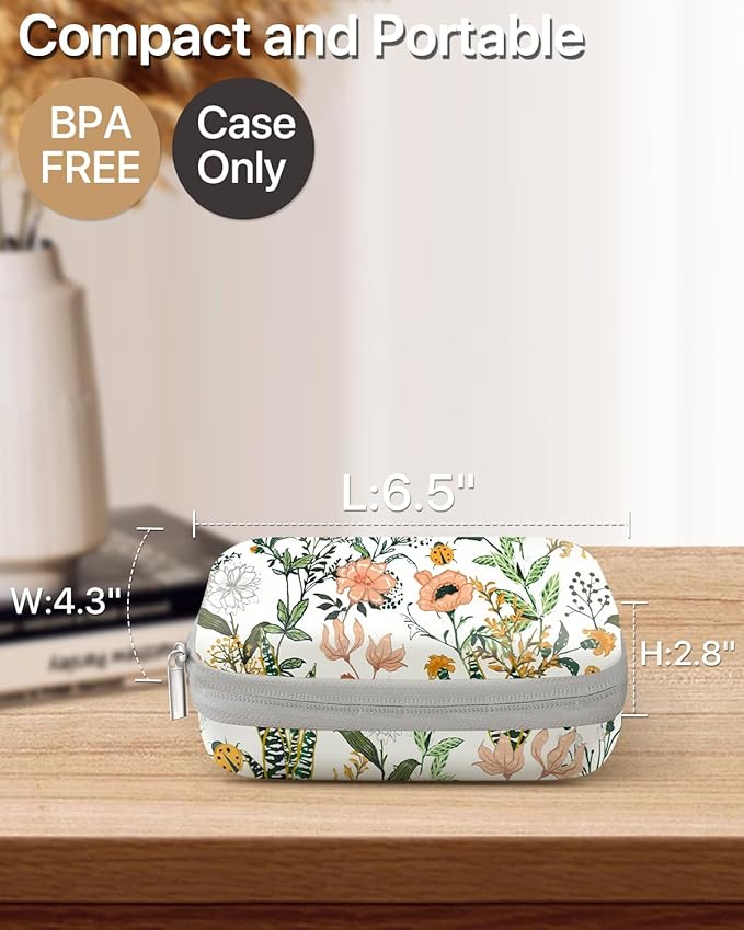 Label Maker Case for Label Maker Machine, EVA Travel Case with Designed Pattern, Compatible with D30, P21, E10, D110 Label Maker (Box Only), Floral