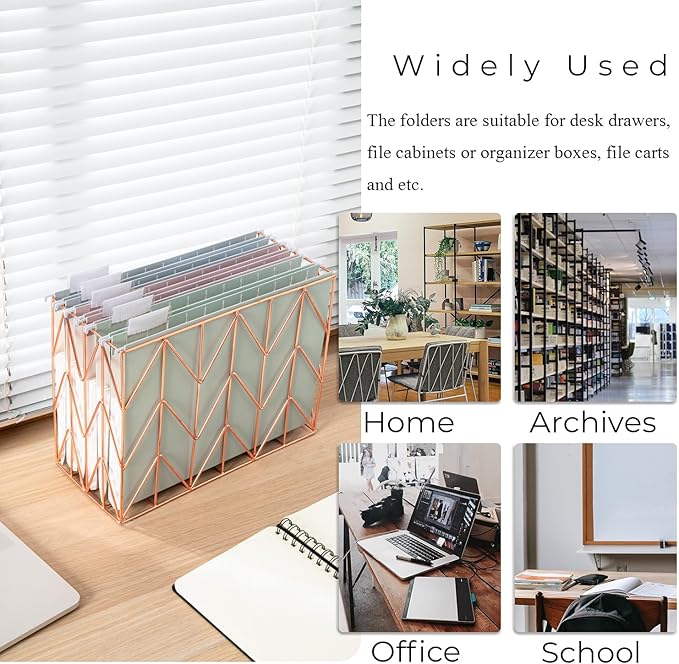 Y YOMA Letter Size - 24 Pack Extra Capacity Hanging File Folders Accordion Decorative Reinforced File Folder Cute Colored Expandable Folder for Office Home with 1/5-Cut Adjustable Tabs, Morandi Color