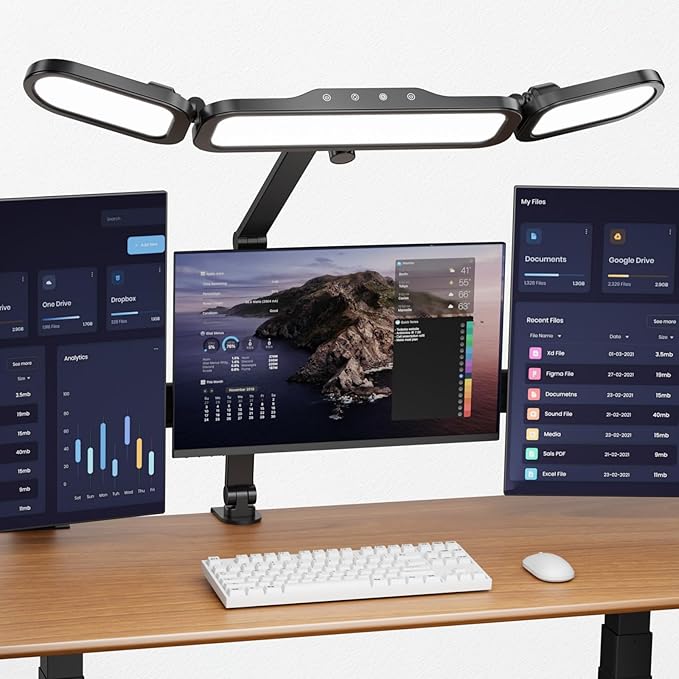 LED Desk Lamp with Clamp,Adjustable Swing Arm Desk Lamps for Home Office,Dimmable Tempering Eye Care Light Bright Modern Led Table Lamp