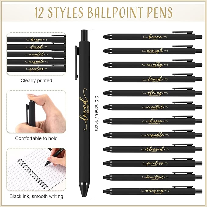 Kosiz 12 Sets Inspirational Christian Gifts Bulk Christian Notebooks Prayer Journals with Pens Spiral Bible Journals Religious Gifts for Church Grandparent Pastors Day Sunday School (Black)