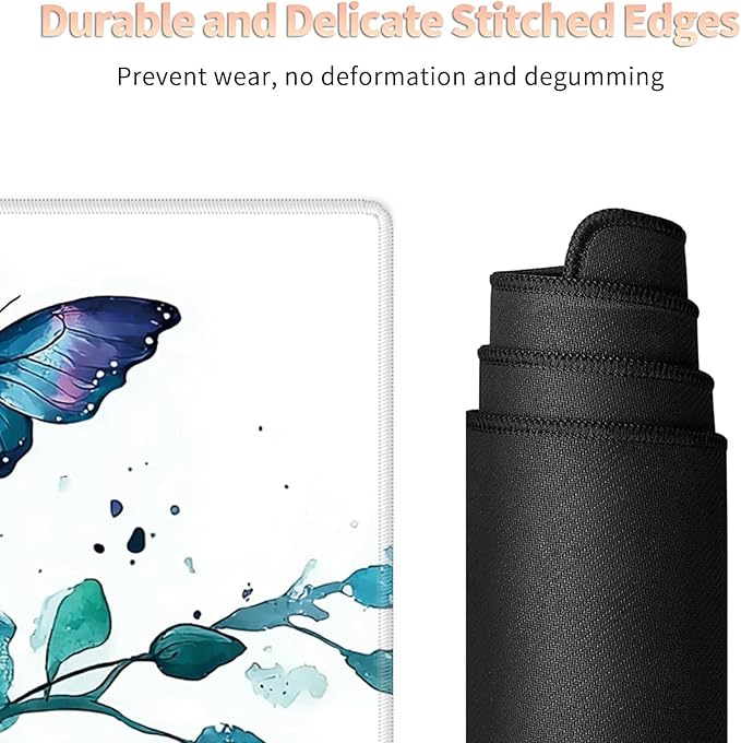 Desk Mat Large Gaming Mouse Pad (31.5x11.8 inch) with Stitched Edges, XL Mouse Pad +Coaster, Extended Mouse Mat Keybroad Mousepad Non-Slip Rubber for Gamer Men Women, Blue Owl