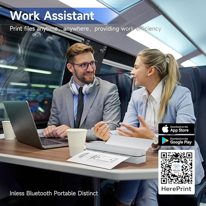 iDPRT Portable Printer Wireless for Travel - Bluetooth Mobile Printer Support for 8.5"x11" US Letter, Inkless Compatible with iOS, Android, Laptop for Office, Car and Home (pro, White)