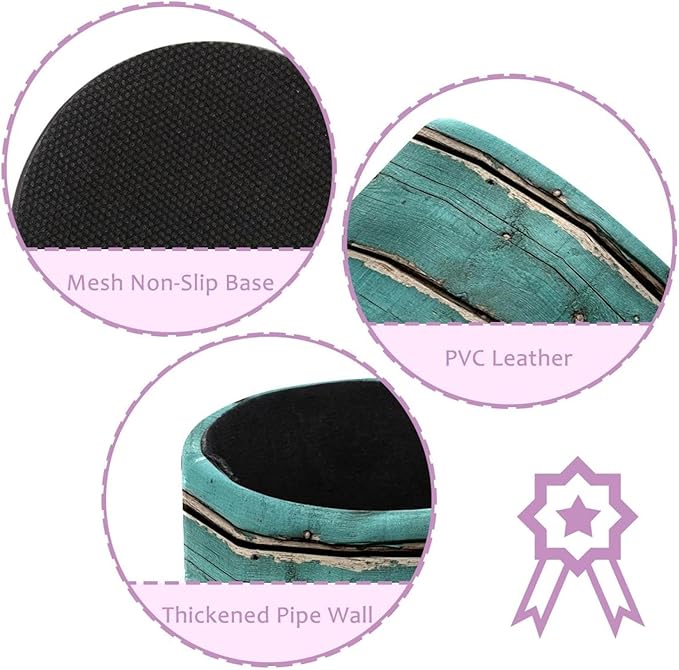 Round Creative Pen Holder |Rustic Distressed Teal Green Barn Wood P (1) Desktop Storage Organizer|Gadget Stationery Storage Box|Office Leather Organizer