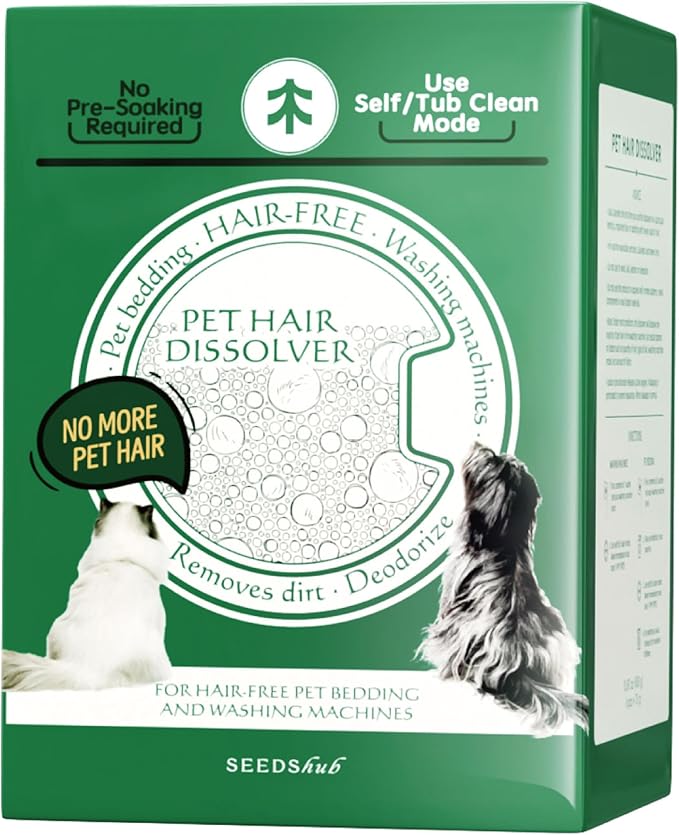 FURGONE by Seedshub Pet Hair Dissolver Washing Machine Cleaner Powder, 6 Months Supply, Dog Cat Fur, Stains & Odors Remover for Laundry, Pet-Friendly, Deep Cleaning for HE Top & Front Load, 6 Sachets