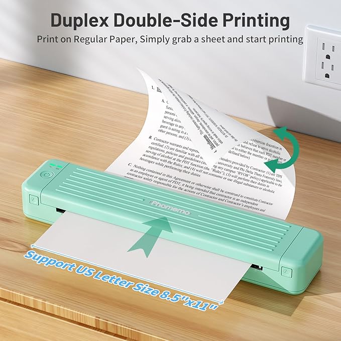 Phomemo P831 Portable Printers Wireless for Travel - 300 DPI Bluetooth Thermal Printer Support 8.5x11 US Letter & A4 Regular Copy Paper, Inkless Printer Compatible with Mobile & Laptop for Home Office