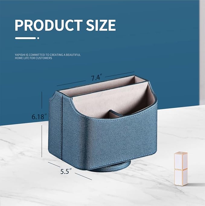 YAPISHI Remote Control Holder Swivel Remotes Caddy Organizer for TV Accessories/Controllers/Office Supplies/Phones, Bedside Table Desk Organizers and Decorations for Living Room, Desktop Storage Box