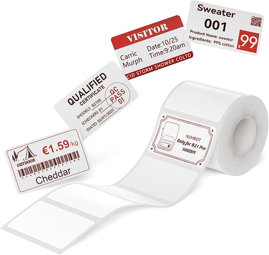 NIIMBOT Red&Black Labels, Refill Sticker Papers Only for B21 Pro 300DPI Label Maker, Dual Color Printing Stickers Good Idea for Schools,Business,Price Tags,Baking(2''x1.18''/50x30mm)