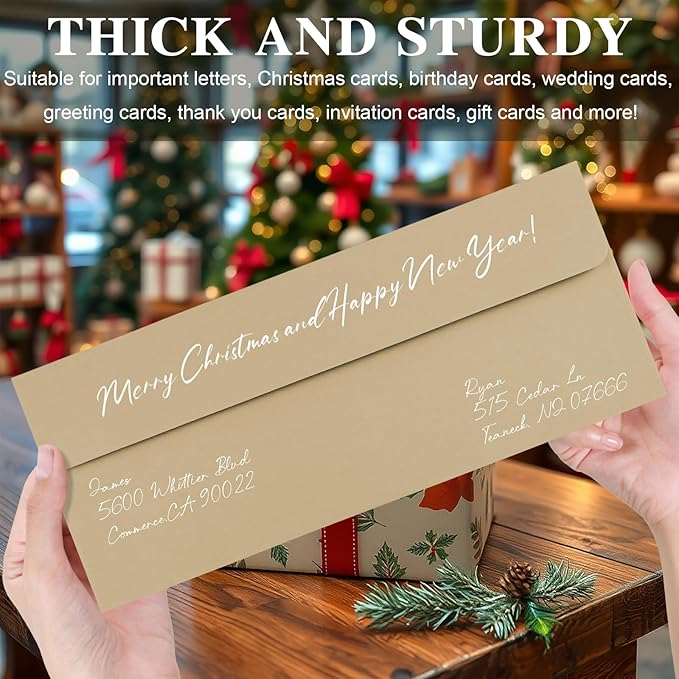 100 Pack Kraft #10 Business Envelopes, Standard Envelopes Self Seal, 4 1/8 x 9 1/2 Inch Letter Size Business Mailing Envelopes for Checks Invoices Statements Baby Shower Wedding Birthday