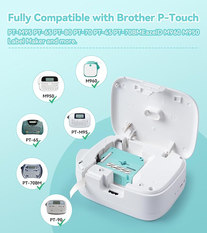 M-K131 Clear Tape Compatible with Brother M Tape MK131 M-131 for Brother Ptouch PT-M95 PT-90 PT-70 PT-65 PT-85 PT-45 Label Maker Refills, 12mm 0.47inch 4-Pack