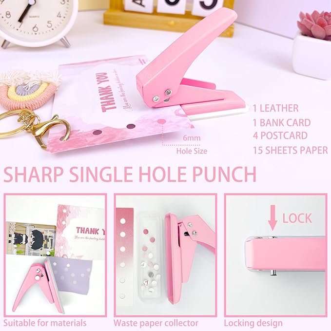 Pink Desk Accessories Set - 16 Pcs Pink Office Supplies with Stapler, Tape Dispenser, Pen Holder, Staple Remover, Hole Punch, Practical Aesthetics Desk Sets for Office, Home, School Women