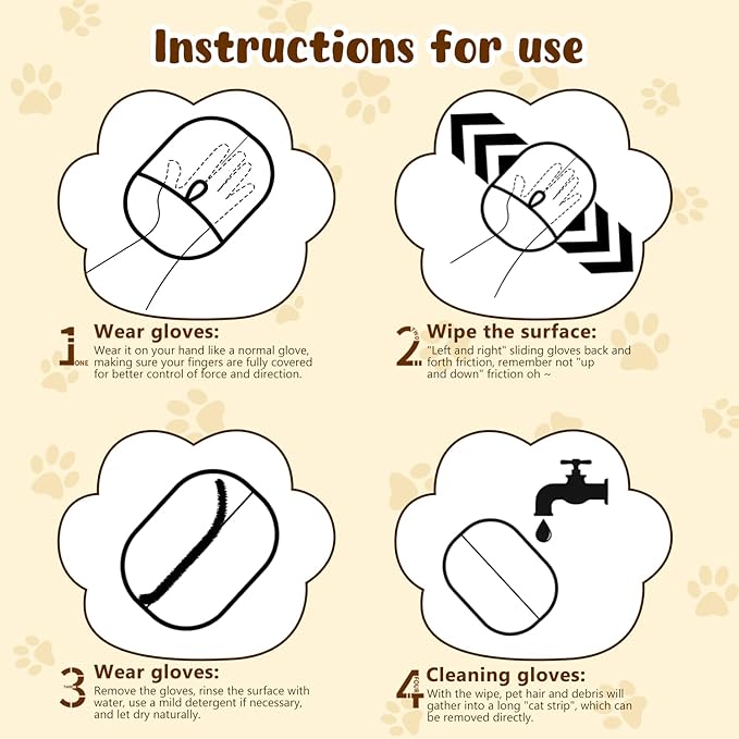 JJpopo Magic Brush Pet Hair, Pet Hair Remover Gloves for Cats & Dogs, Newly Upgraded Reusable Electrostatic Pet Hair Remover Glove, for Couch Furniture, Carpet, Curtain