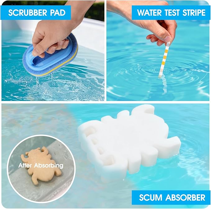 All in ONE Rechargeable Hot Tub Vacuum Cleaner for Spa - Magnetic Drive System, Ultra Fine Mesh Filter for Small Particle, Spot Cleaning for Above-Ground Inground Pools, 70 Mins (Blue)