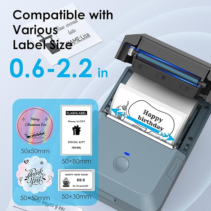 Bluetooth Label Maker Machine with Tape, Y50P Portable Thermal Sticker Maker for Home Office, Small Bussiness & School – Logo Stickers Printer – Includes 230 Labels, Black