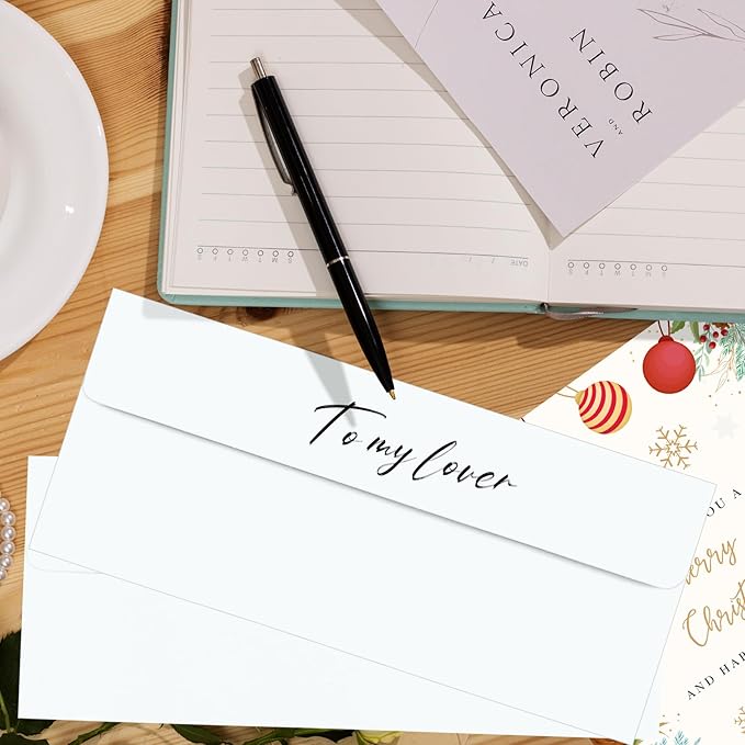 100 Pack White #10 Business Envelopes, Standard Envelopes Self Seal, 4 1/8 x 9 1/2 Inch Letter Size Business Mailing Envelopes for Checks Invoices Statements Baby Shower Wedding Birthday