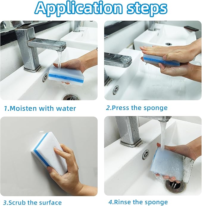 50 Pack Magic Sponges Eraser Melamine Sponge of 2 Density, Extra Thick Large Kitchen Cleaning Sponges for Dishes Furniture Baseboard, Sink, Floor, Car, Toys-11 ×7× 3 cm（Blue ）