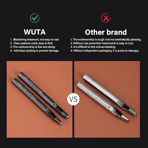 WUTA Oval Leather Hole Punch Set,Carbon Steel Belt Hole Puncher for Leather, Hand Punching Tool for Leathercraft Working (5 * 7mm,1pc)