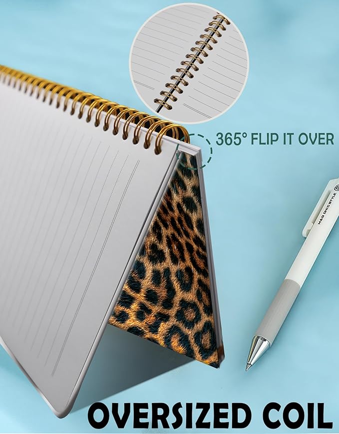 Spiral Journal Notebook for Women,A5 College Ruled Notebooks 6"x 8.4",120 Pages Lined Journal with Premium Thick Paper,Perfect for School Office Home Gifts(Beautiful Leopard Skin)