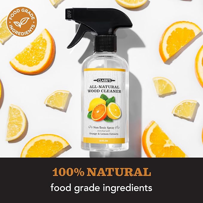 CLARK'S Natural Stone Spray Cleaner, with Microfiber Cloth for Soapstone, Granite, Quartz, Marble, & other Countertop Surfaces – Pure Ingredients to Keep Stone Protected, Citrus Oil Extracts, 12oz