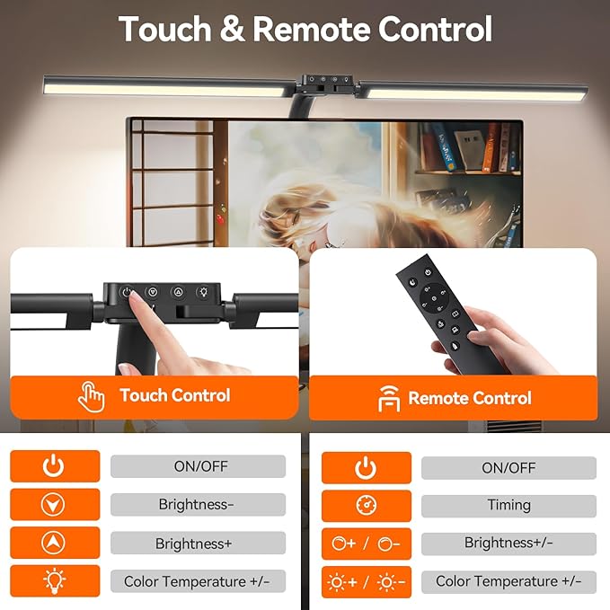 AUSDOM LED Desk Lamp for Home Office, 24W Ultra Bright Architect Task Light with Clamp & USB Port, 5 Colors & Dimming Touch Control, Flexible Gooseneck for Reading, Crafting, Gaming- 50 Lighting Modes