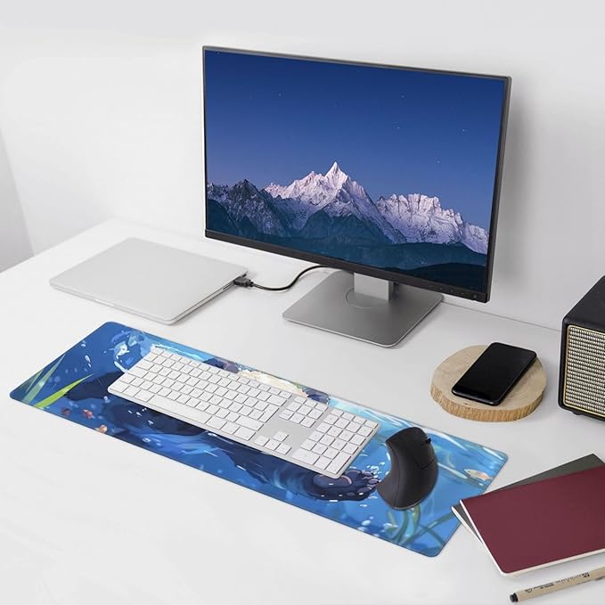 Cute Big Panda Gaming Mouse Mat Extended Large XL Mouse Pad Desk Mat Non-Slip Rubber Mice Pads Stitched Edges for Office and Home,31.5 X 11.8 X 0.12 Inches