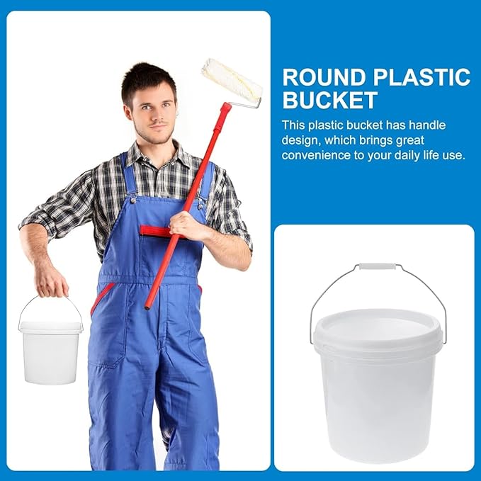 ATERET 2 Gallon White Bucket & Lid - All Purpose Pail with Lids - Food Grade - Made in USA - BPA Free Plastic (6 Pack)