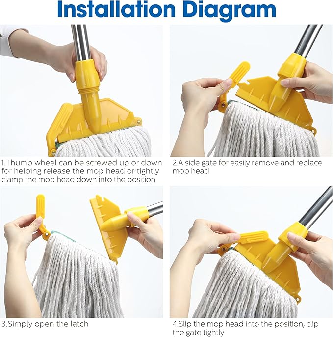 Eccliy 16 Pack Heavy Loop End Cotton String Mop Head Heavy Duty Mop Head Commercial Refills Replacement Bulk for Home Industrial Commercial Floor Cleaning