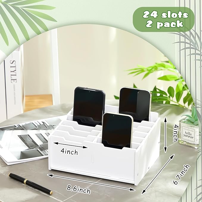 Ctosree 2 Pcs Cell Phone Holder School Desk Calculator Storage Box Holder Case Multifunctional Classroom Caddy Cell Phone Organizer (8.58 x 6.73 x 4.02 Inch)