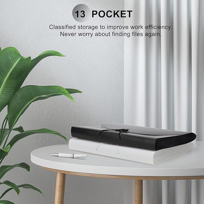 Accordian File Organizer 13 Pocket Expanding File Folder with Labels, 2 Pack A4 Letter Size Paper Document Receipt Organizer Portable Accordion Filing Folder for Classroom, Home, Office…