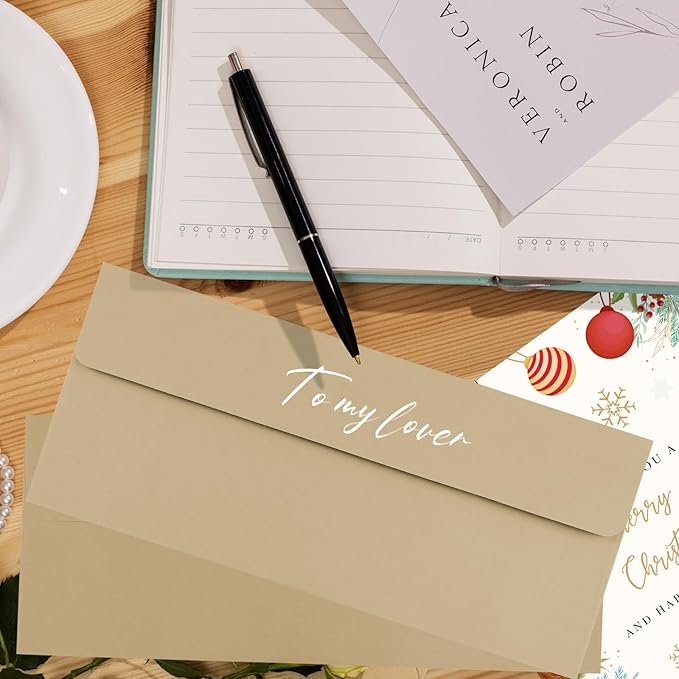 50 Pack Kraft #10 Business Envelopes, Standard Envelopes Self Seal, 4 1/8 x 9 1/2 Inch Letter Size Business Mailing Envelopes for Checks Invoices Statements Baby Shower Wedding Birthday