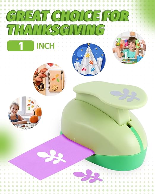 UCEC Cherry Leaf Punch 1 Inch, Hole Punch Shapes Lever Action Craft Paper Punches for Crafting Scrapbooking, Thanksgiving Day, Autumn and DIY