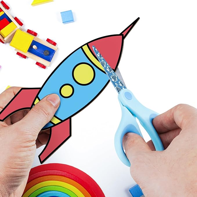 5" Kids Scissors,3 Pack Safety Children Scissors,Blunt-Tip Stainless Steel Blades Comfort-Grip Handles Small Craft Scissor for Kids,for DIY,Arts,Home,School Classroom Student Use Assorted Colors