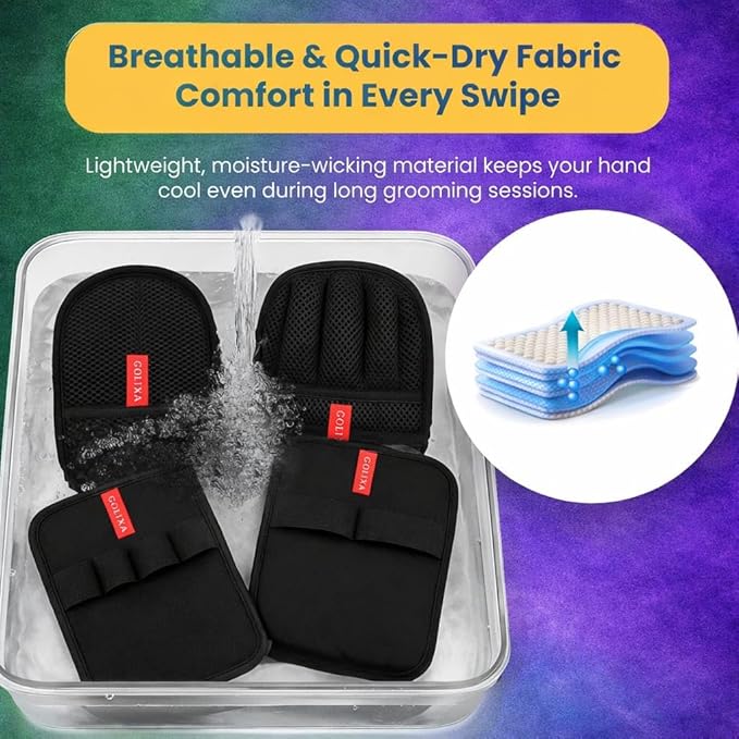 GOLIXA 4+1 Pack Pet Hair Remover Glove for Cats and Dogs, 4 Designs Electrostatic Pet Hair Removal Gloves Brush for Pets Hair, Best Animal Reusable Cats & Dogs Grooming Gloves for Hair Removal