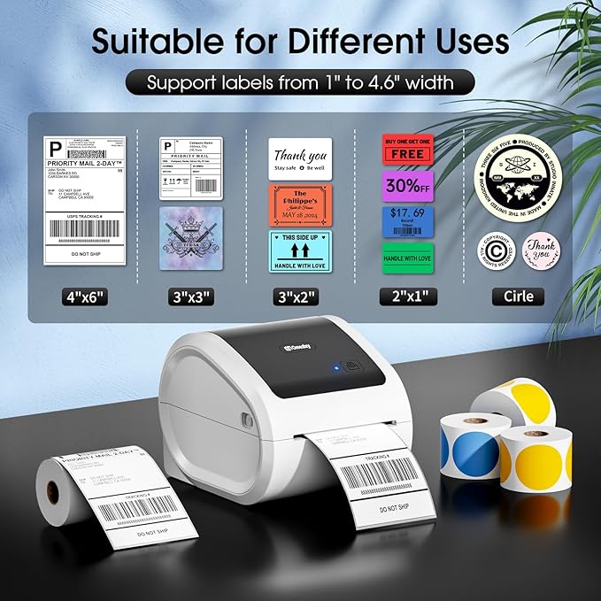 Bluetooth Shipping Label Printer 4x6 - D520BT Bluetooth Thermal Label Printer for Small Business， Shipping Packages, Compatible with USPS, Shopify, Amazon, Tiktok