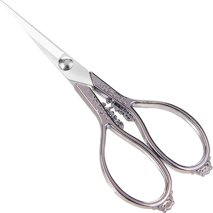 Vintage European Style Embroidery Scissors - Mini, Sharp Tip, Stainless Steel, Travel Scissors With Pouch, Silver