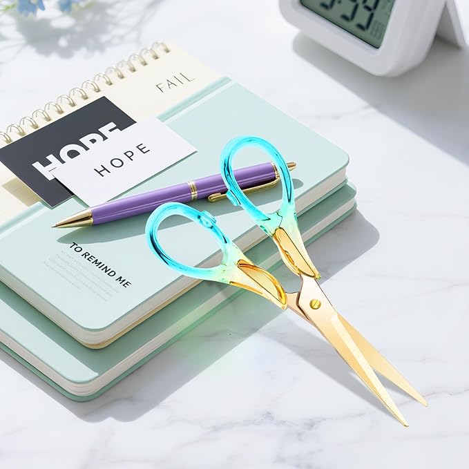 6.3 Inch Precision All - Purpose Craft Scissors, Stainless Steel Blade for Superior Cutting, Blue Acrylic Handle for Comfort, Ideal for Office, Home & School Crafters