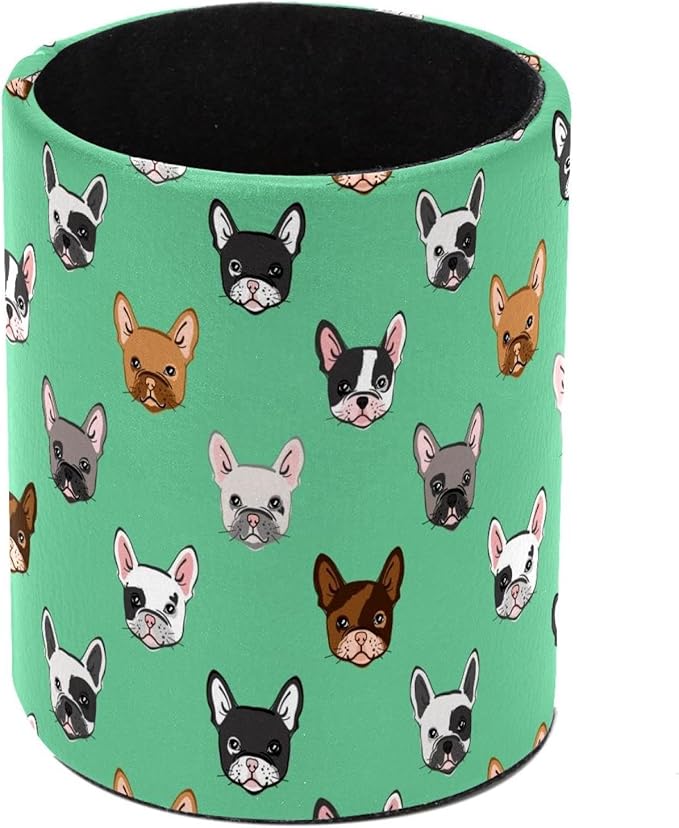 Cute French Bulldog Desk Pen Holder Stand Pencil Cup Pot Desk Organizer Makeup Brush Holder