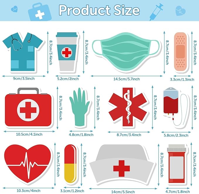 48 Pieces Nurses Sticky Notes Nurse Notes Pads Nurse Week Gift Self-Adhesive Nursing Student Essentials Sticky Memo Notes for Hospital School Nurse Day Supplies Presents