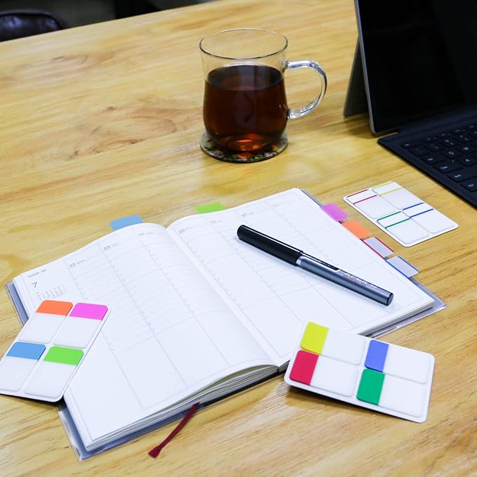 KICNIC Sticky Tabs 1 Inch, 960pcs Book Tabs, Colored Page Markers Self Adhesive, Repositionable Note Tabs for Documents, Books, Paper, Notebooks, Filing and Folders [24 Sets, 10 Colors]