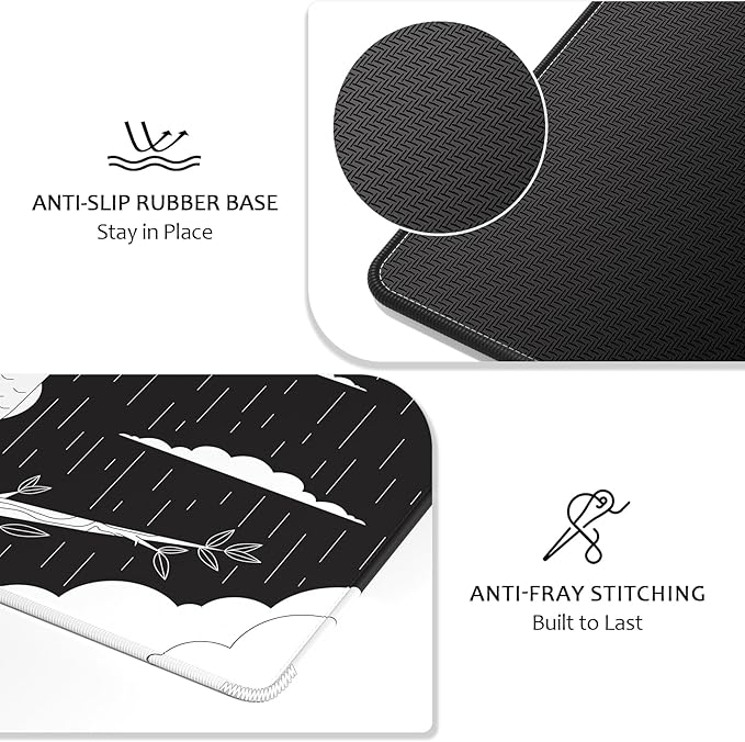 Auhoahsil Desk Mat, Ultra Large Mouse Pad, XXL Gaming Mousepad, Pretty Desk Pad, Big Extended Full Size Desktop Desk Matt for Keyboard, Laptop & Computer, 35.5 x 15.7 in, Gothic Black White Owl