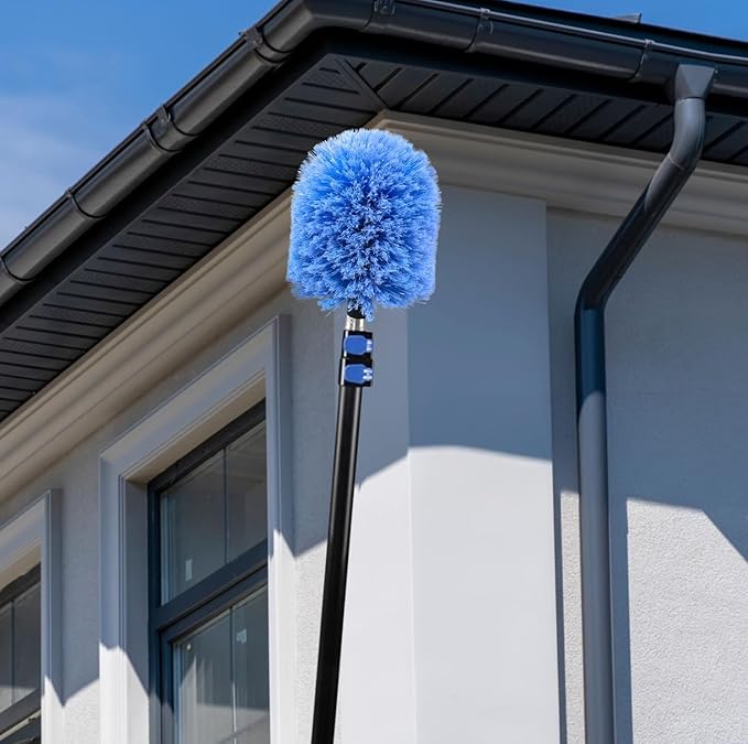 2 Pack Screw on Webster Cobweb Duster Head for Pole,Spider Web Remover Brush, Cobweb Duster Head Attachment,Fits Standard 3/4 inch Threaded Poles(Big, Blue)