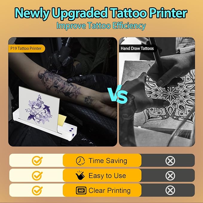 Bagana Wireless Tattoo Stencil Printer, Bluetooth Thermal Temporary Portable Tattoo Transfer Machine Kit Compatible with Smartphone & PC