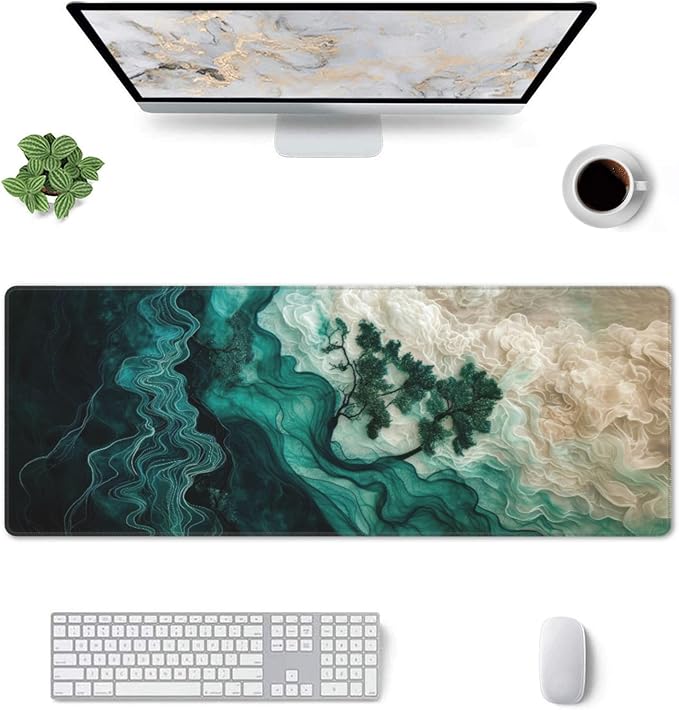 Abstract Landscape Art Large Mouse Pad, Gaming Desk Mat, XL Keyboard Desk Pad Mat for Desktop, 31.5"x11.8" Non-Slip Base Big Mousepad with Stitched Edges