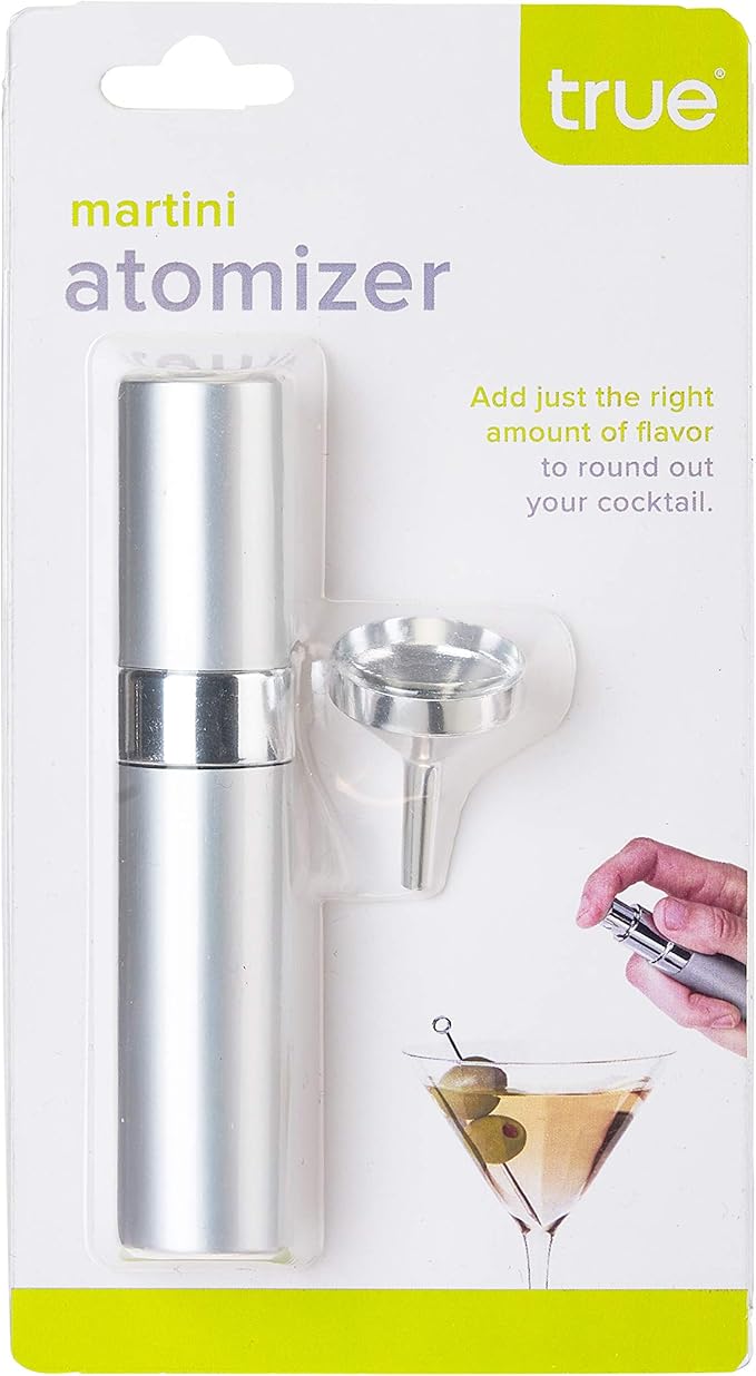 True Martini Atomizer Bar Mister, 15ml Capacity Vermouth Sprayer for the Perfect Dry Martini, Cocktail Mist Sprayer for Whiskey, Absinthe, Bitters & Aromatics, Refillable Glass Canister with Funnel