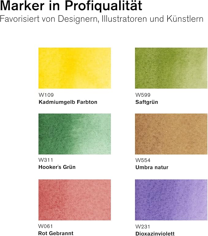 Winsor & Newton ProMarker Watercolor Marker Set, 6 Count, Foliage Tones