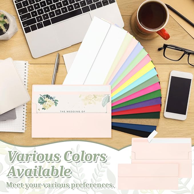 50 Pcs Light Pink #10 Business Envelopes, Self Seal Standard Envelopes, Windowless Business Mailing Envelopes for Office, Checks, Letters, Invoices, Statements, Wedding, 4-1/8 x 9-1/2 inch