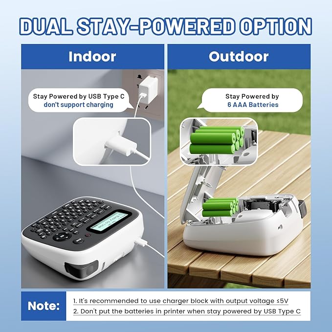 D210S Label Makers, Label Maker Machine with-Tape, Label Maker Waterproof-Labels, Kids Labeler Machine with-Tape 12mm 0.47 Laminated White, Portable Labeling Machine for Home School Office