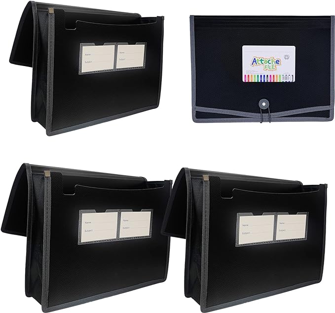 Premium Quality Plastic Expanding File Folder Document Organizer, 3.5" Expansion, A4 Letter Size for Home School Office Organization, 4 Pack