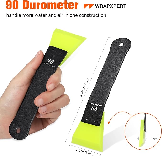 WRAPXPERT Small Squeegee 2 Pack, Mini Squeegee for Small Window Tint Kits, Stainless Steel Handle Rubber Window Squeegee for Window Cleaning, Car Corner Window Windshield, Window Tint Tools